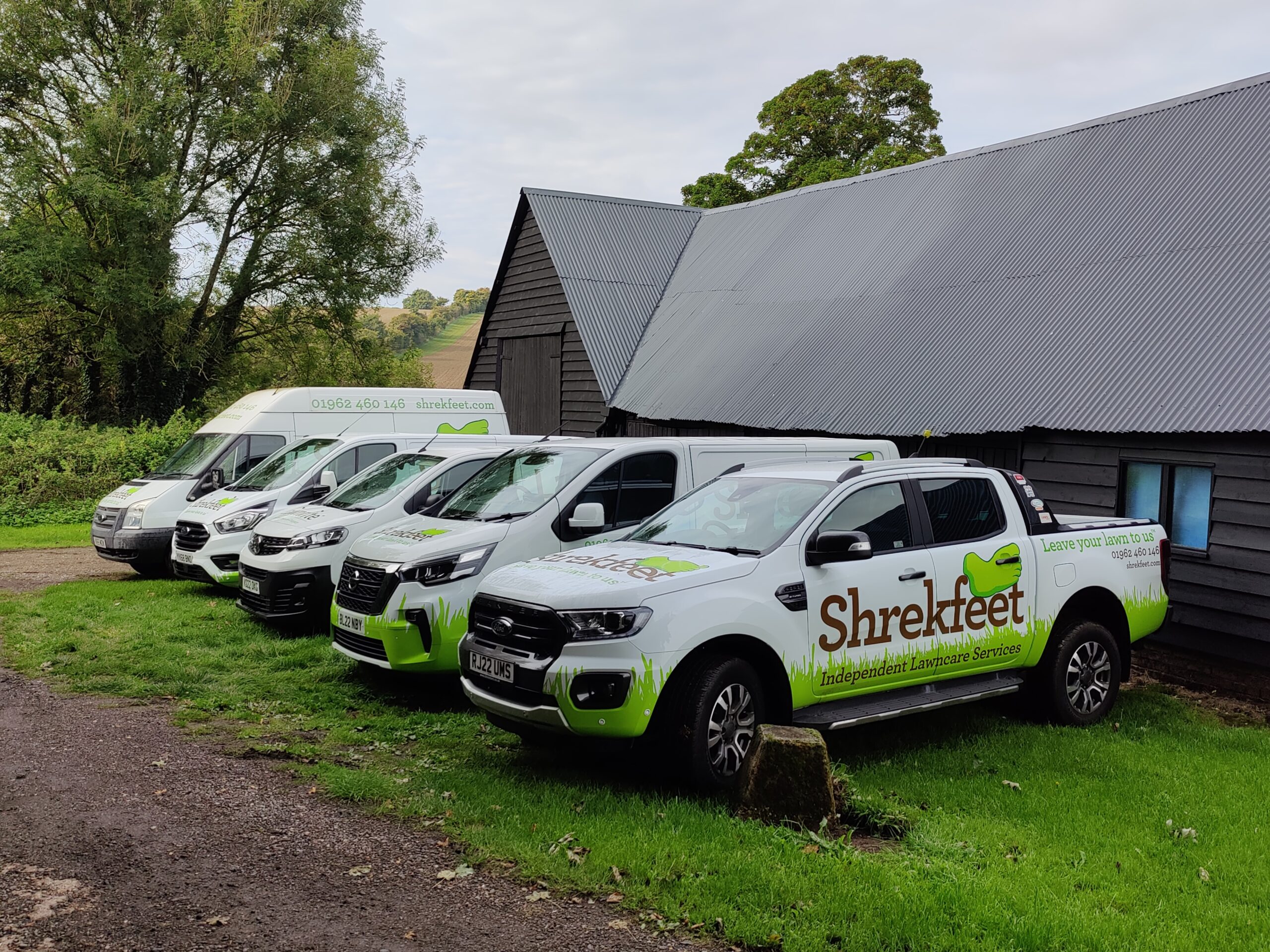 Shrekfeet technician assessing and treating a lawn