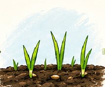 First green shoots emerging from the soil