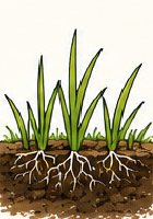 Grass with short, shallow roots
